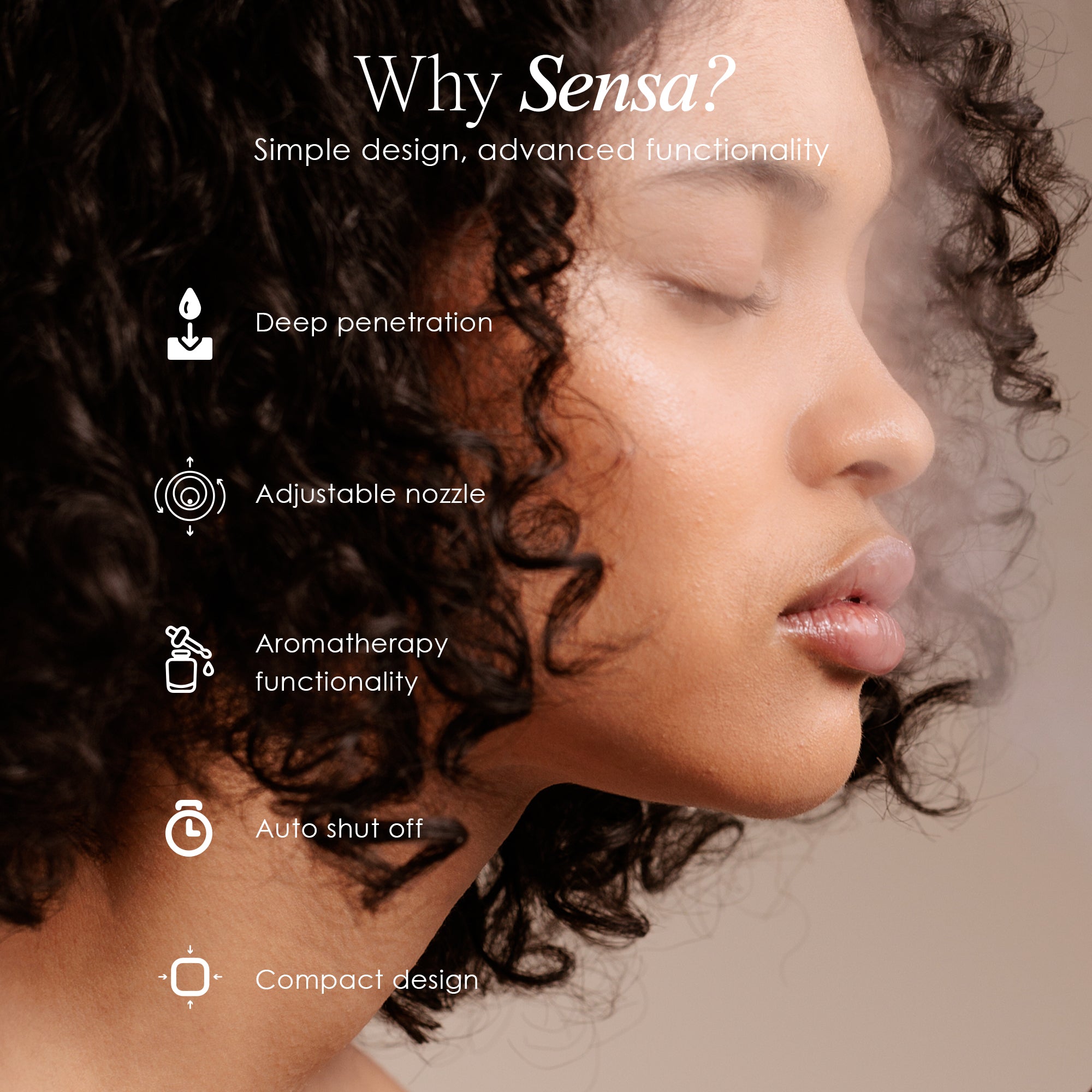 Sensa nano ionic facial steamer showing features such as auto shut off