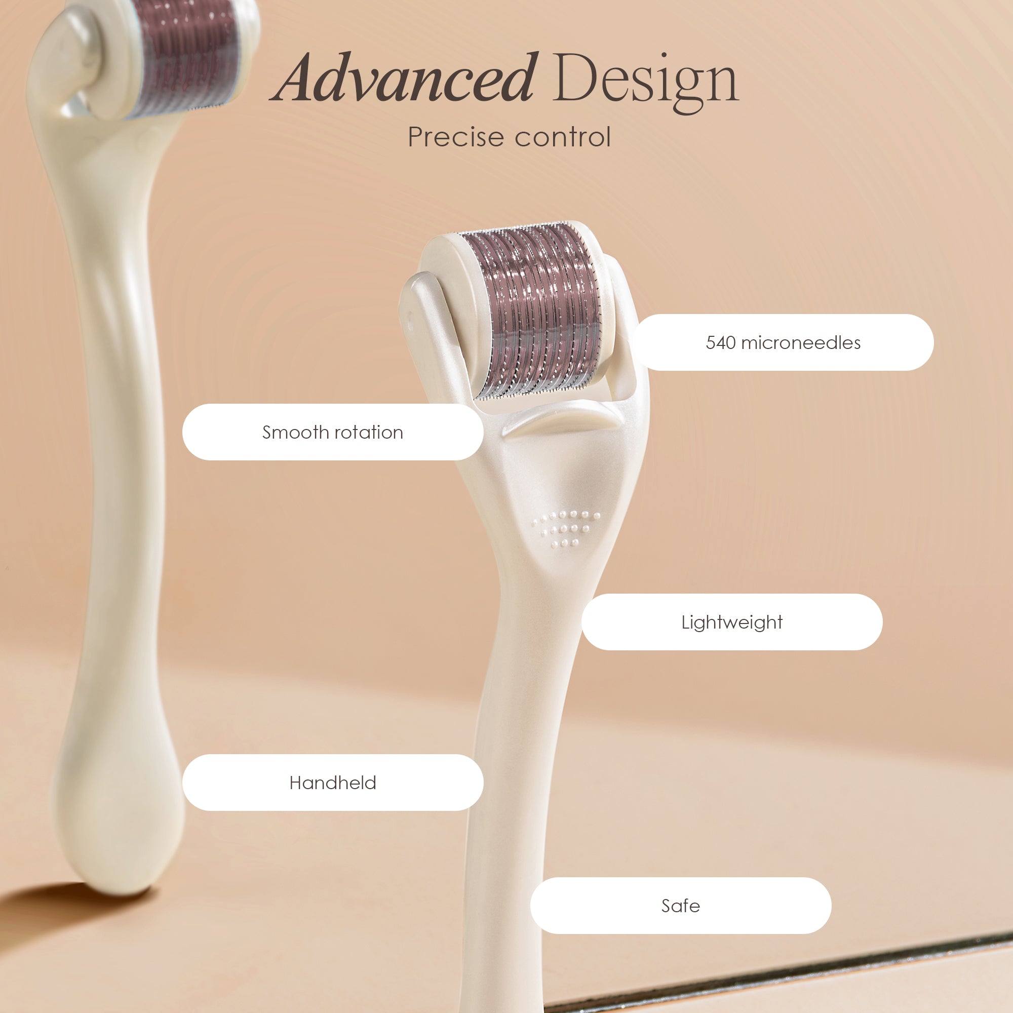 The Derma Roller at-home microneedling tool listing features such as 540 microneedles